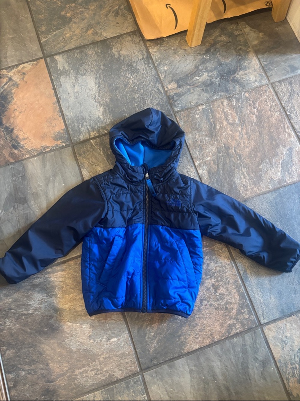 The North Face Kids' Two-Tone Blue Hooded Puffer Jacket